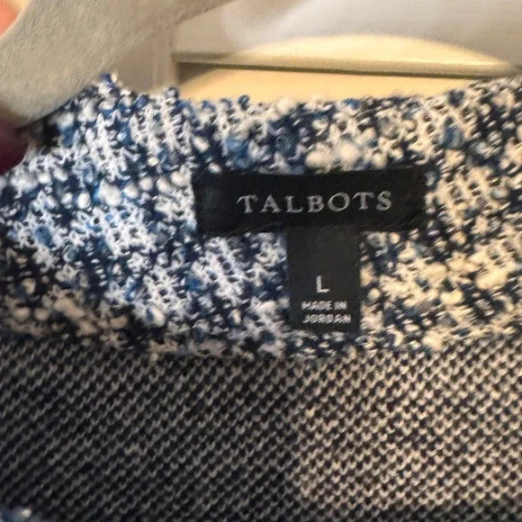 TALBOTS Womens 3/4 Sleeve Button Neck Tweed Knee Length Dress SZ L - Picture 2 of 3